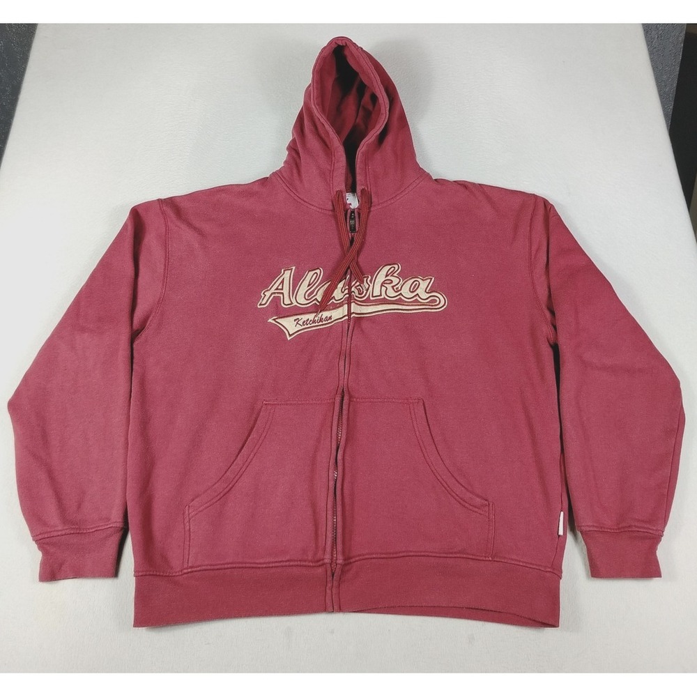 Alaska Ketchikan Fleece Hoodie GOGO Sports Sweatshirt Mens‎ 2XL Red Full Zip